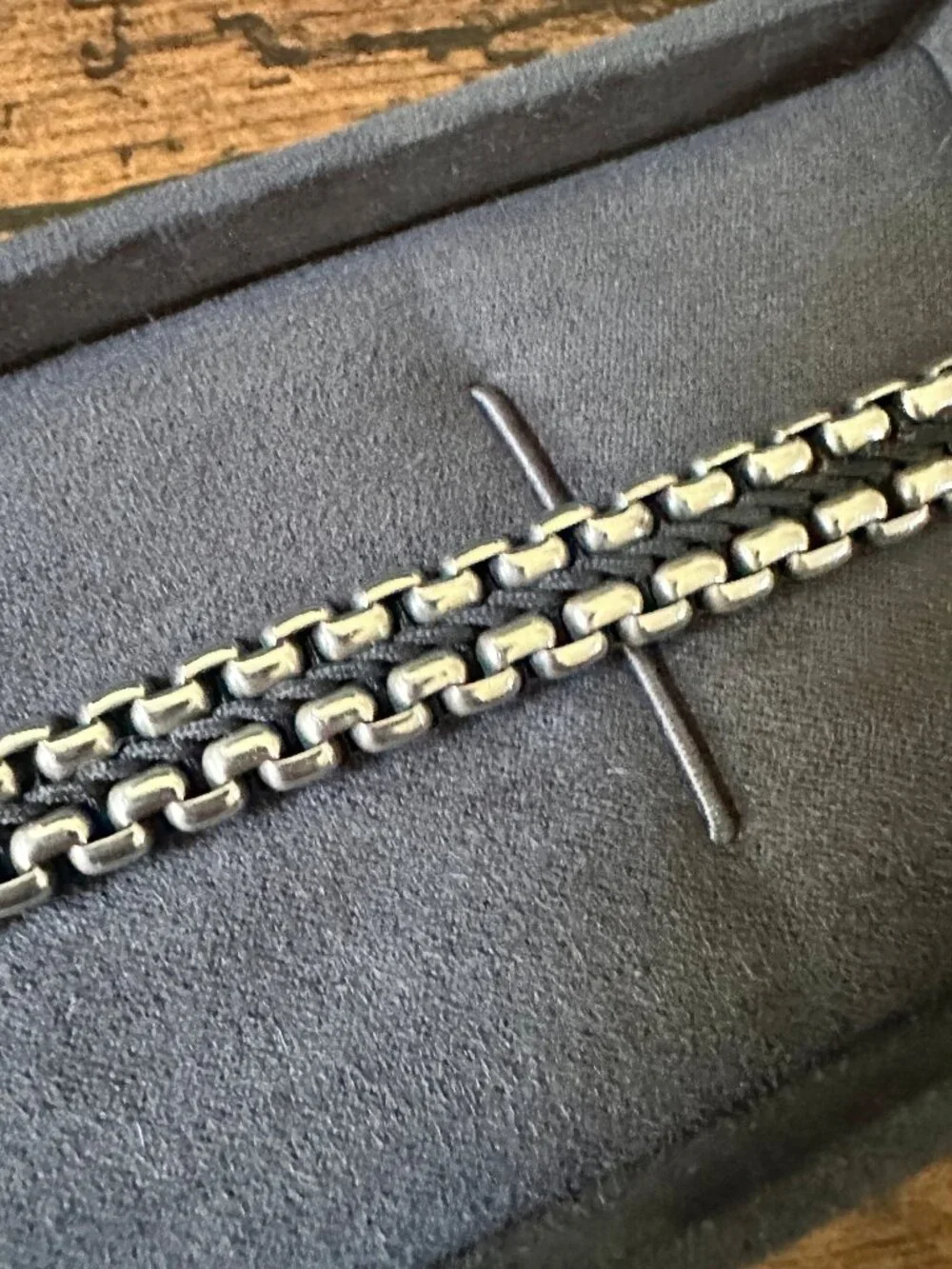 David Yurman Woven Box Chain Bracelet w/ Black Nylon - 8mm - 8.25